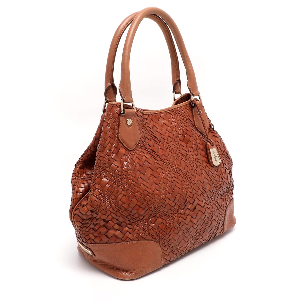 Cole Haan Tan Woven Leather Tote Bag